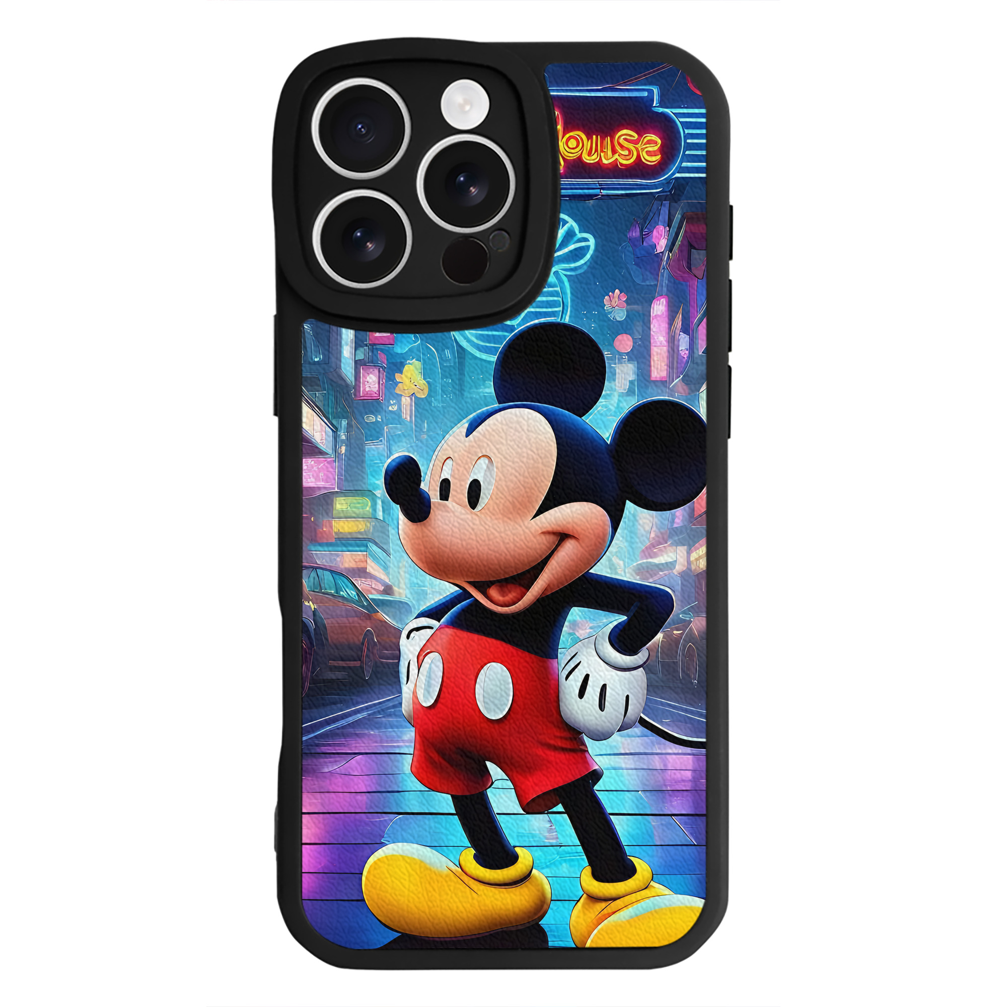（画像用） ミッキーマウス Mickey Mouse 【iPhone 16シリーズ対応】シリコンスマホケース（レザー調） 材質：シリコン